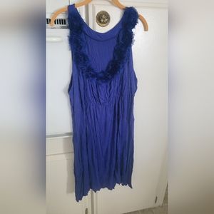 Plus dress with eyelash rosette details on tank top neckline.